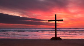 image of cross on the beach